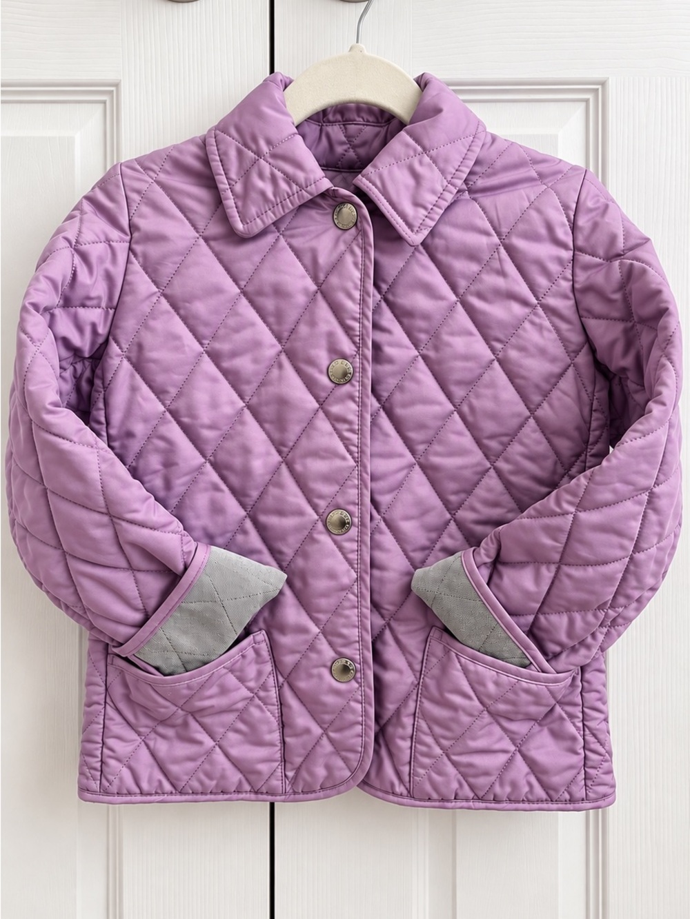 Burberry Lavender Quilted Pea Coat for Kids